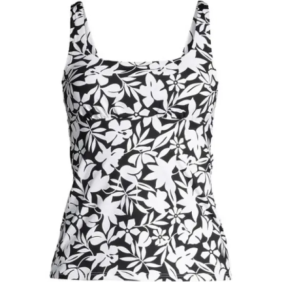 Lands' End Women's Plus Size DD-Cup Chlorine Resistant Square Neck Underwire Tankini Top Swimsuit Adjustable image {6}