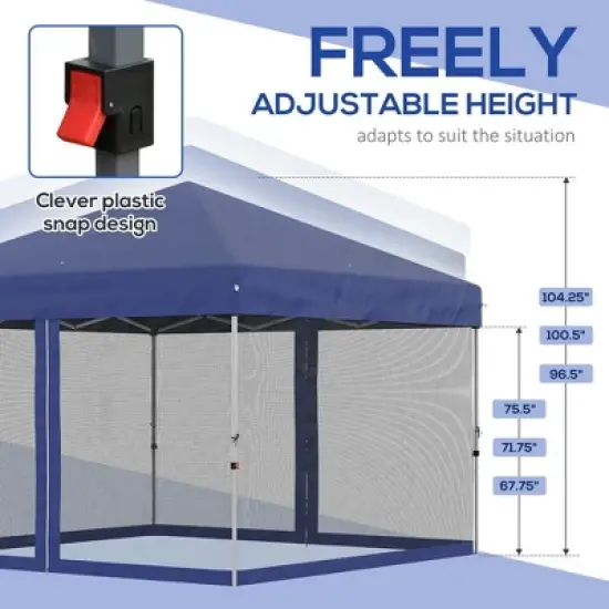 Resenkos Patio Garden Pergola, Pergola Canopy,10' x 10' Pop Up Canopy Tent, Tents for Parties with Wheeled Carry Bag, Blue Dark Blue image {9}
