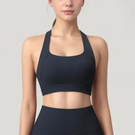 Anna-Kaci Active Women's Scoop Neck Seamless Athletic Crop Top with Wide Shoulder Straps image {8}