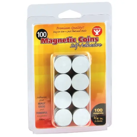 Hygloss&reg; Self-Adhesive Magnetic Coins, 3/4-Inch, 100 Per Pack, 6 Packs image {1}