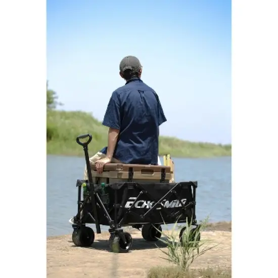 EchoSmile 4.54 cu. ft. Fabric Portable Garden Cart with Adjustable Rolling Wheels in Black image {5}