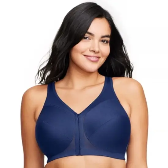 Glamorise Womens MagicLift Front-Closure Posture Back Wirefree Bra 1265 Blue image {5}