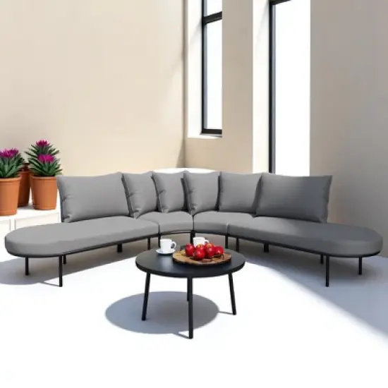 Mshliw Outdoor Patio Furniture Set - 6-Piece Modular Sectional Sofa with Coffee Table, Cushion&ndash;  Patio Seating for Garden, Backyard, Deck, Porch image {14}