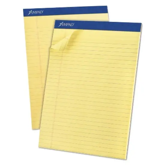 Ampad Perforated Writing Pad 8 1/2 x 11 3/4 Canary 50 Sheets Dozen 20220 image {2}