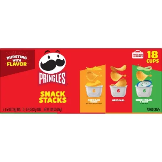 Pringles Snack Stacks Variety Pack Potato Crisps Chips - 12.9oz/18ct image {3}