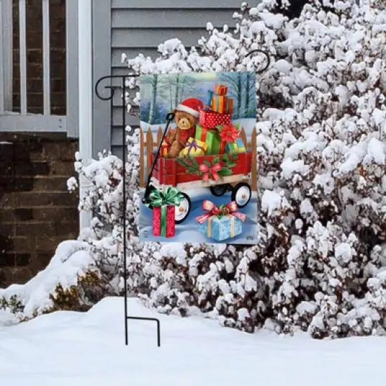 Briarwood Lane Christmas Wagon Garden Flag Holiday Gifts Teddy Be image {3}