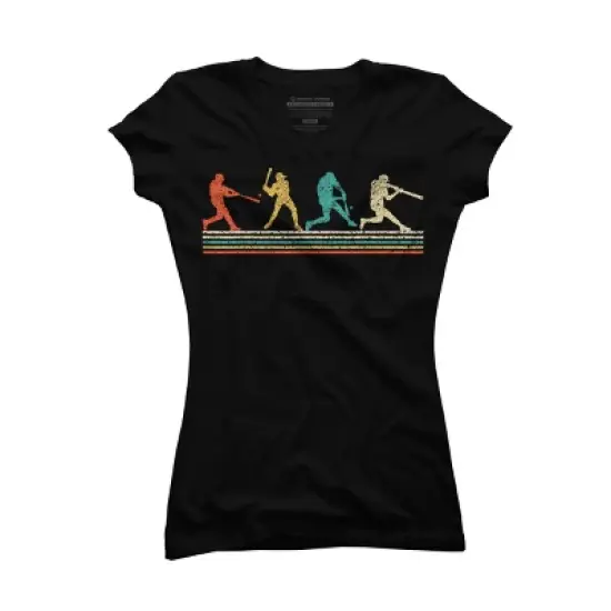 Junior's Design By Humans Vintage Distressed Baseball Swing By LuckyCharm99 T-Shirt image {2}