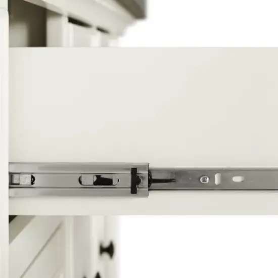 Julia Stainless Steel Top Kitchen Island with 2 Upholstered Saddle Counter Height Barstools White - Crosley image {11}