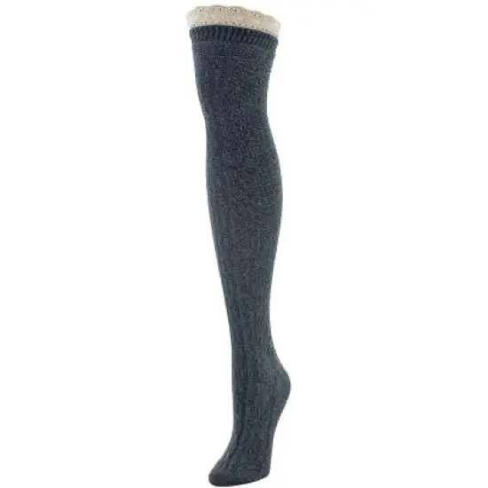 Memoi Diamond Crochet Cotton Blend Over The Knee Socks image {3}