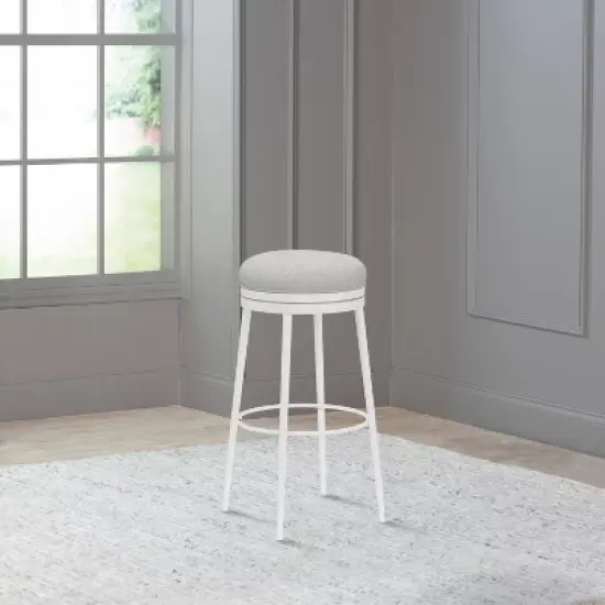 Aubrie Backless 30" Swivel Barstool Off White/Silver - Hillsdale Furniture image {4}