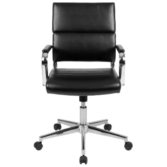 Flash Furniture Mid-Back LeatherSoft Contemporary Panel Executive Swivel Office Chair image {2}