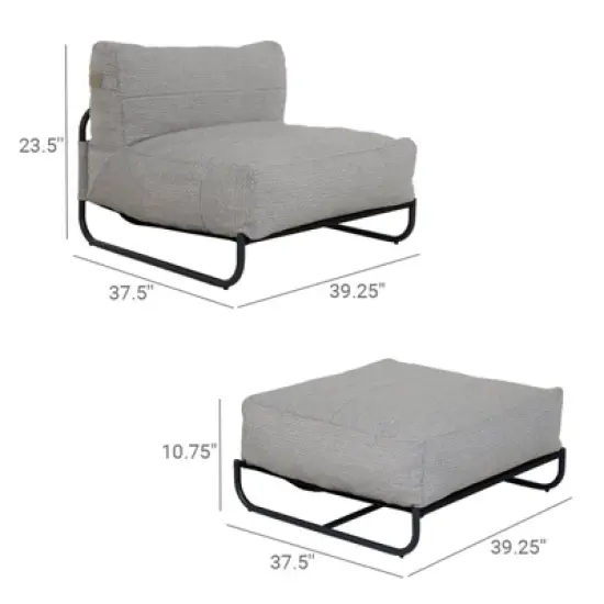 GRANDPATIO Cloud Sponge Beanbag Chair And Ottoman Set image {2}