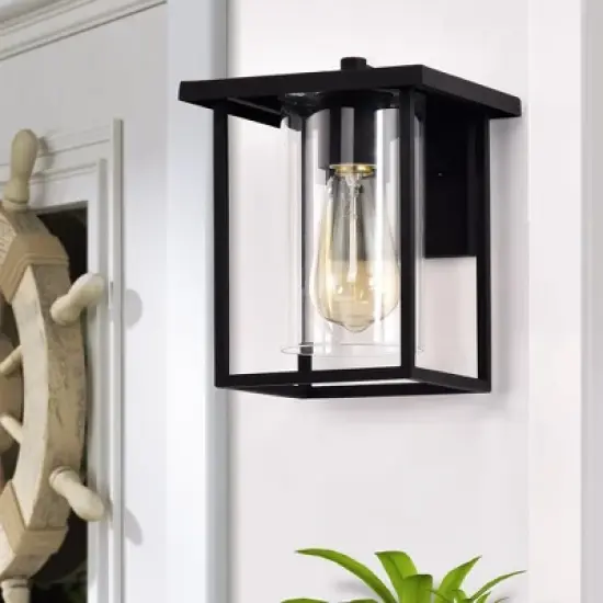 C Cattleya 1-Light Outdoor Wall Lantern Sconce with Matte Black Finish image {3}