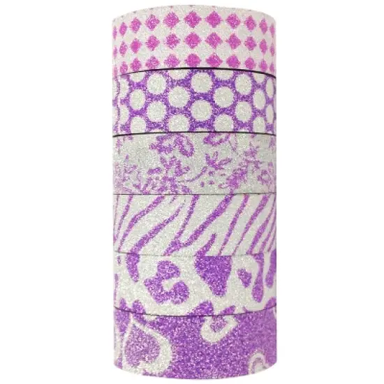Wrapables Japanese Washi Masking Tape, Glitter Collection (Set of 6) image {7}