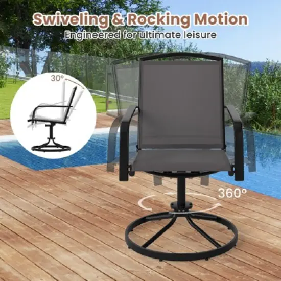 Tangkula Patio Swivel Chairs Set of 4 w/ High Back & Round Metal Base for Backyard image {5}
