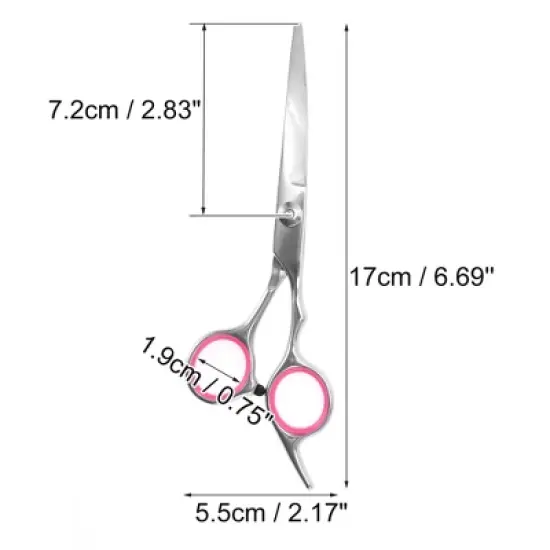 Unique Bargains Pet Grooming Scissors 5.5 Inches Silver Tone Pink 1 Pc image {1}