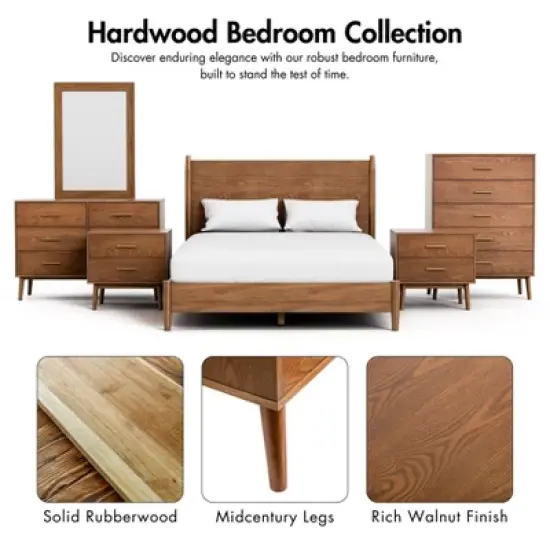 HOMES: Inside + Out 3pc Queen Neovesi Platform Bedroom Set Boho with 2 Nightstands Oak image {18}