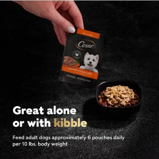 Cesar Rotiserrie Chicken, Steak and Gravy Flavor Variety Pack Pouch Small Breed Wet Dog Food - 35.2oz/20ct image {3}