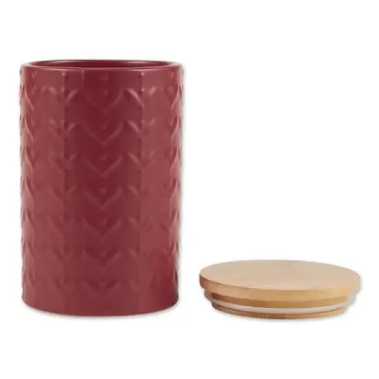 Design Imports Barn Red Matte Retro Vine Texture Ceramic Canister Set/3 image {6}