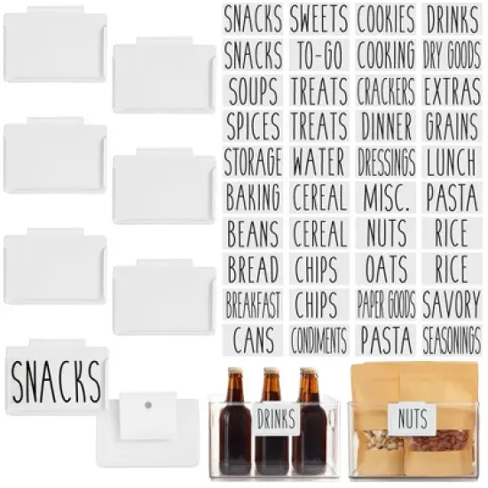 Talented Kitchen Talented Kitchen 8 Piece Metal Basket Labels Clip On Holders with 40 Labels, White Label Clips for Storage Bins image {8}