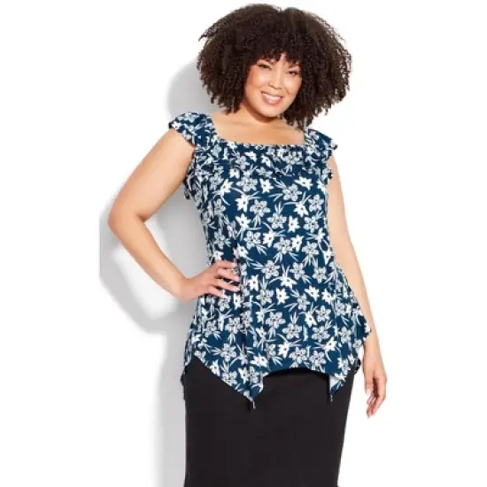 Women's Plus Size Serena Print Top  - Freesia Floral | EVANS image {7}
