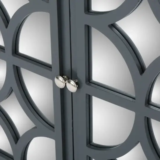 Melora Fir Wood Cabinet with Mirrored Doors Charcoal Gray - Christopher Knight Home image {3}