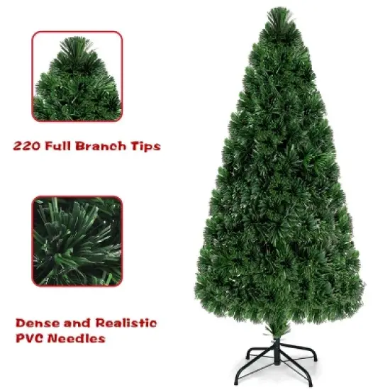 Costway Pre-Lit Fiber Optic Artificial PVC Christmas Tree 6Ft image {5}