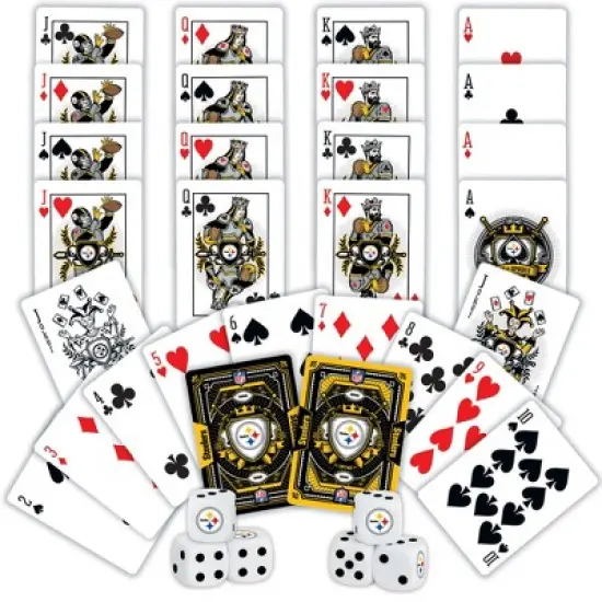 MasterPieces Officially Licensed NFL Pittsburgh Steelers 2-Pack Playing cards & Dice set for Adults image {2}