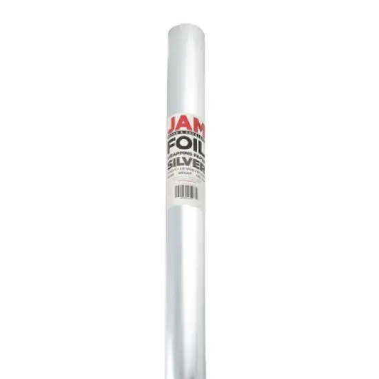 JAM PAPER Silver Metallic Gift Wrapping Paper Roll - 2 packs of 25 Sq. Ft.: Shiny Solid Wrap for All Occasions image {2}