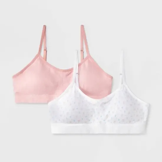 Girls' 2pk 'Floral' Seamless Ruched Bra - art class&trade; White image {3}
