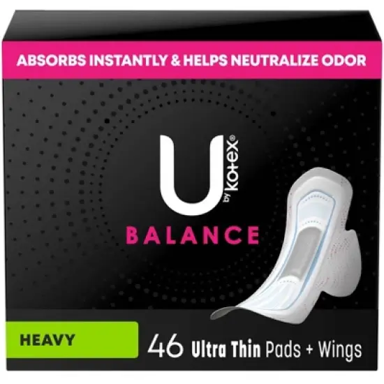 U by Kotex Balance Ultra-Thin Heavy Pads with Wings - Unscented image {14}