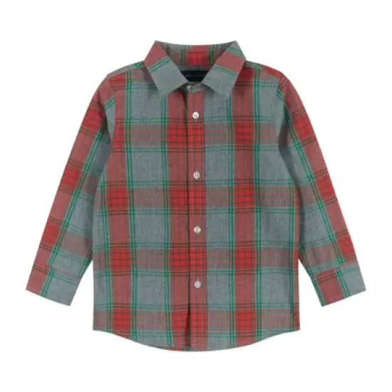 Andy & Evan  Toddler  Boys Holiday Check Buttondown w/Vest Set image {4}