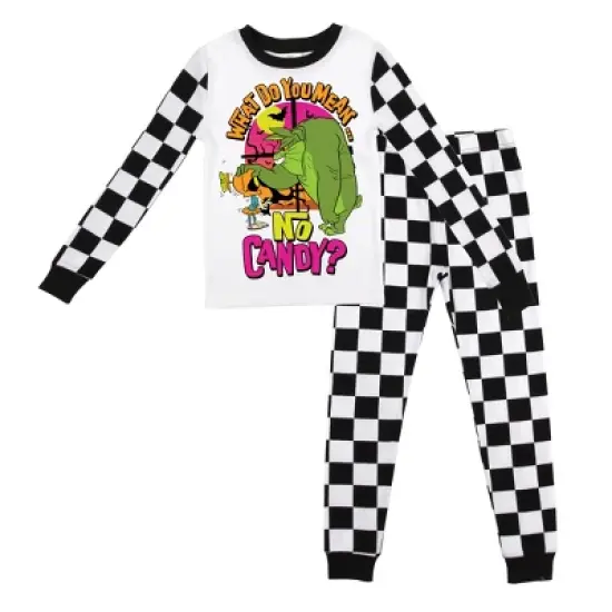 Looney Tunes "What Do You Mean There's No Candy?" Checker Pattern Youth Boy's Long Sleeve Pajama Set image {6}