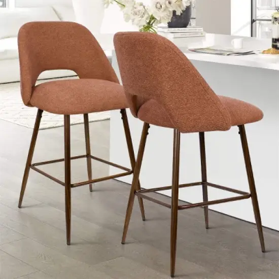 26 inches Edwin Upholstered Counter Height Stool (Set of 2) Walnut Leg-The Pop Maison image {9}
