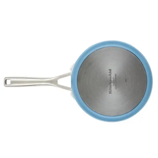 KitchenAid Hard Anodized 3qt Nonstick Ceramic Cookware Sauce Pan - Blue Velvet: Tempered Glass Lid, Stainless Steel Handle image {7}