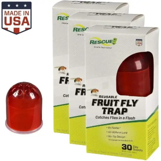RESCUE! Indoor Non-Toxic Reusable Fruit Fly Trap with Liquid Attractant - 3 Pack (3 Traps) image {4}