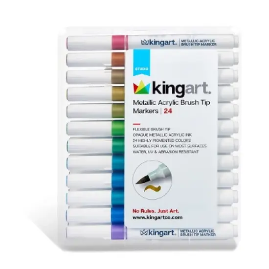 KINGART Acrylic Brush Tip Markers, 24 Metallic Colors image {11}