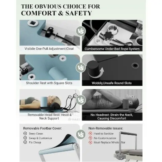 PAETA Pilates Reformer, Foldable Reformer Pilates Machine with Music Wire Springs, Pilates Equipment for Home Workouts with Jump Board & Box image {5}