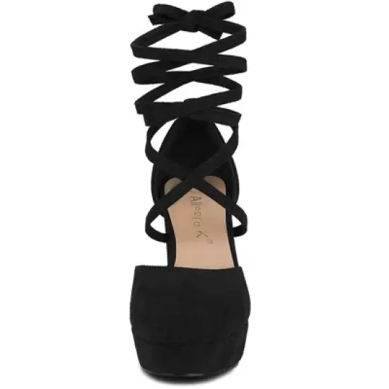 Allegra K Women's Platform Block Heel Lace Up Pumps Sandals image {1}