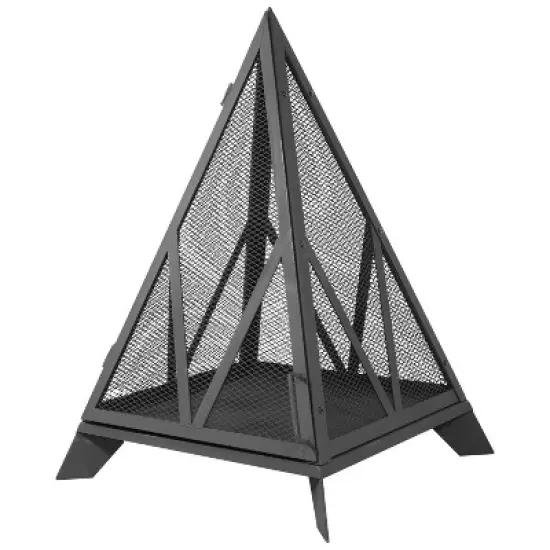 Sunnydaze Majestic Pyramid Steel Mesh Fire Pit - Black image {6}