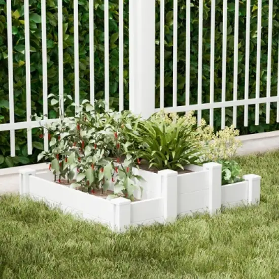 Lirago 48" x 37" x 13" White PVC Modular Garden Fence Panel-Durable Easy to Install Soil Improvement Solution image {10}