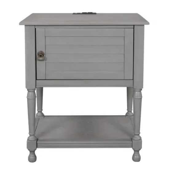 Nightstand with USB Charging Port, Cabinet with Two Built-in Shelves and One Open Storage - ModernLuxe image {6}