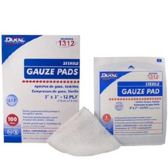 Dukal 1312 Gauze Pad 3 in. x 3 in. 12 ply Sterile (Box of 100) image {4}