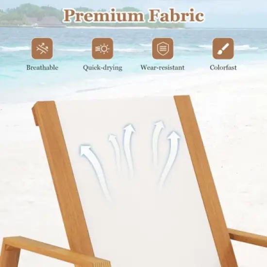 Costway 1/2 PCS Outdoor Chaise Lounge with  Adjustable 5-position Backrest Solid Wood Frame image {8}