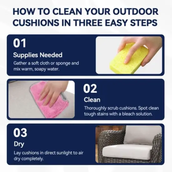 Buenhomino Deep Seat Outdoor Cushion Set 25"x22",Bench Outdoor Chair Cushion, Outdoor High Back Chair Cushion Seat Pad for Patio Furniture image {6}