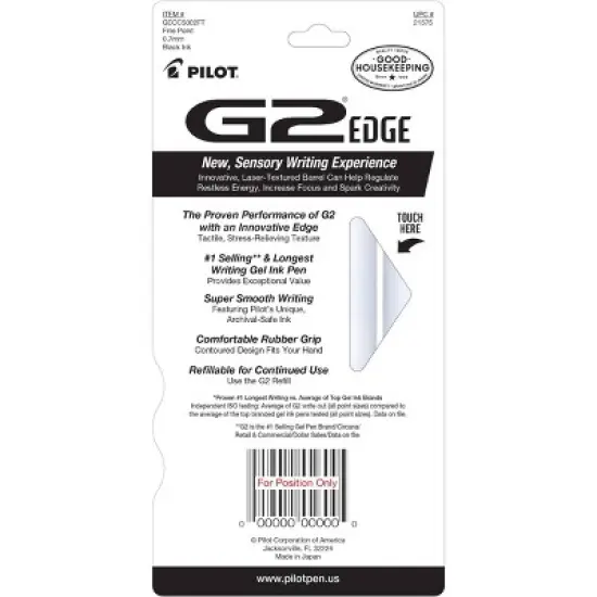 Pilot 5pk G2 Edge Black & White Barrels Gel Pens Fine Point 0.7mm Black Ink image {5}