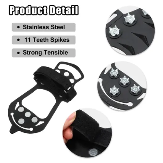 Unique Bargains Crampons Ice Cleats Shoes Spikes Grips Traction Black 1 Pair image {2}