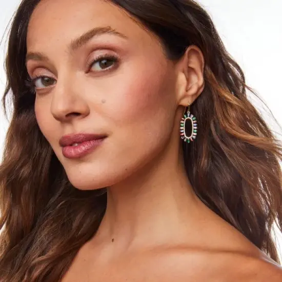 Kendra Scott Jessa Mix Crystal 14K Gold Over Brass Open Frame Drop Earrings image {1}