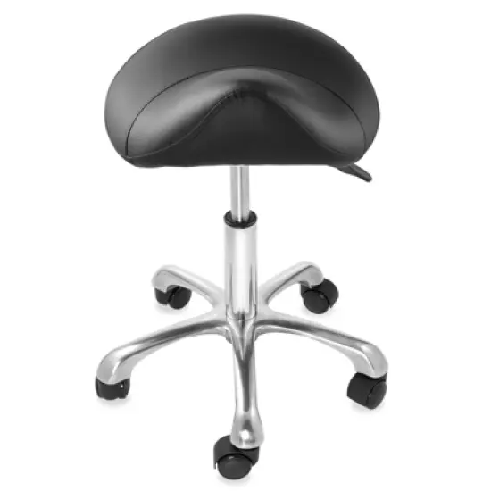 Saloniture Ergonomic Saddle Stool - Adjustable Hydraulic Seat, Rolling Salon Chair with Swivel Wheels image {2}