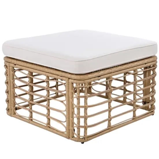 FIONECA 7-Piece Outdoor Patio Furniture Set, All-Weather Rattan Sectional Sofa with Thick Cushions & Pillows, Modular Conversation Set, Beige image {14}